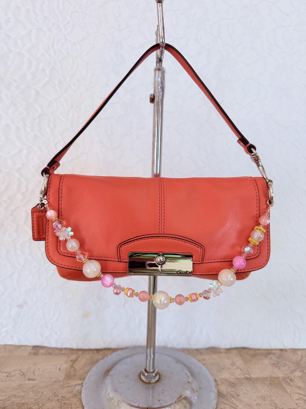 Vintage Y2K Coach Kristin coral wristlet cell phone bag